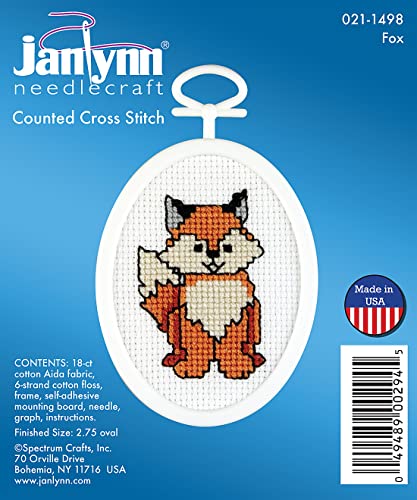 Tobin Janlynn Mini Cross Stitch Kit 2.75" Oval-Fox (18 Count), (21-1498)