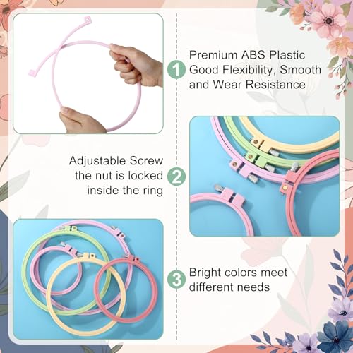 Tigeen 5 Pcs Embroidery Hoops, 5 Sizes ABS Plastic for Sewing, Round - style: Round