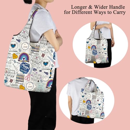 MBMSO Cross Stitch Reusable Bag Cross Stitching Gifts for Embroidery Lovers Cross Stitch Storage Bag Crafts Needlework Gifts