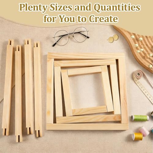 12pcs Needlepoint Stretcher Bars for Needlework with 100 Thumb Tacks Hammer and Tacks Remover 3 Sizes Wooden Canvas Frame, Stitch Set, Needlepoint Frame, The Ideal Gift for Embroidery Enthusiasts - color: 12pcs