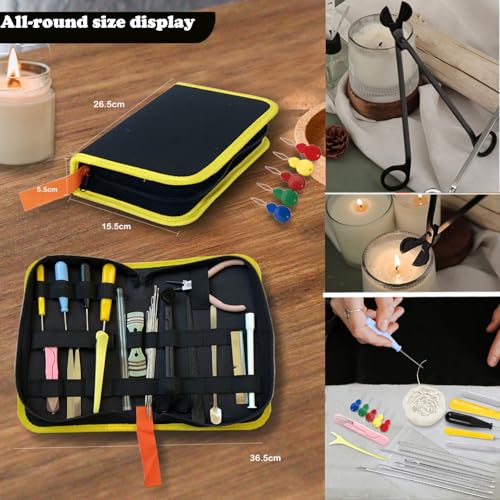 DIY Candle Making Supplies with Organizer Bag Mold Hook&Eye Punch Needle,Big Hole Long Needle Awl for Candle Making,Wick Trimmer& Dipper,Candle Tool Inserting Wick for Beginner - color: 31-pcs