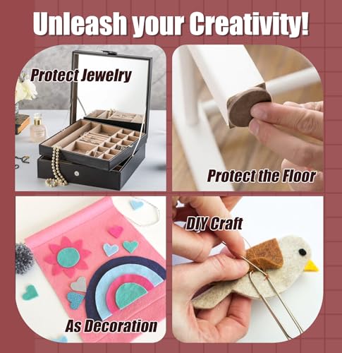 Bonsicoky Brown Self Adhesive Felt Sheets, 10 Pack, A4 Size (8" x 12") - color: Brown