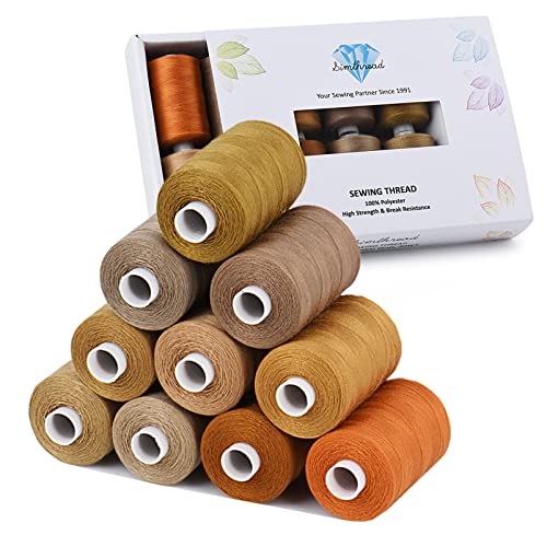 Simthread All Purpose Sewing Thread, 10 Spool Assorted Brown Series 1000 Yards Each Bobbin Polyester Thread for Sewing, Handy Polyester Sewing Threads for Sewing Machine - (Brown Series) - color: brown series