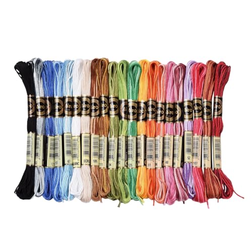 21 Skeins 6 Strands Variegated Embroidery Floss Cross Stitch Threads Gradient Color Friendship Bracelet Needlepoint String Thread for Jewelry Making Bracelet Knitting Stitching Crafts Supply