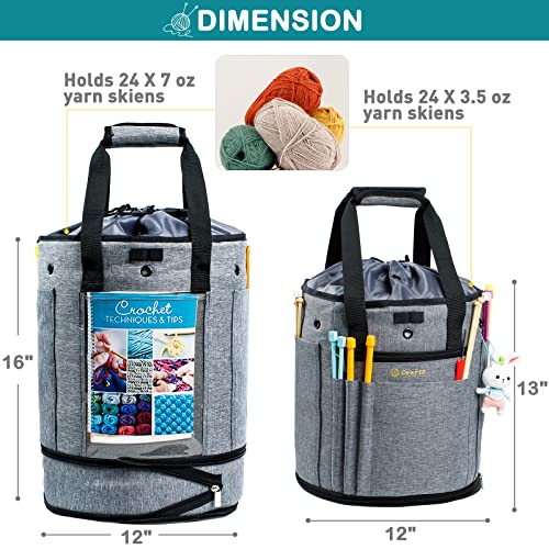 MYBAGZING Expandable Crochet Bag Organizer with Drawstring Closure, Round - color: Grey-Ⅰ, size: Large-Drawstring Closure