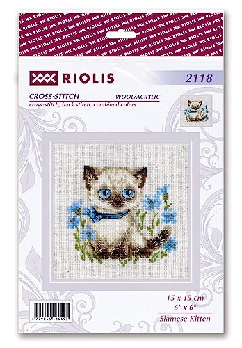 RIOLIS 2118 Siamese Kitten Counted Cross Stitch Kit 6 x 6 in - style: Siamese Kitten 2118