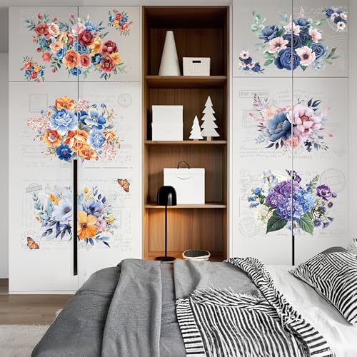 6 Pcs Blooming Floral Rub-On Transfers for Furniture & Crafts, 8 x 12 Inch - style: Blooming Floral