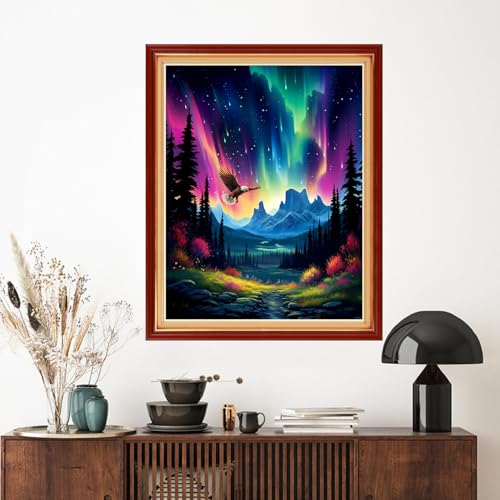 Artvxeay Stamped Cross Stitch Kits - Embroidery Kits for Beginners Cross Stitch Kits for Adults 11 CT Printed Patterns Needlepoint Kits- Aurora Borealis Night Scene 16x20 inch - color: Aurora Borealis Night Scene 16x20 inch