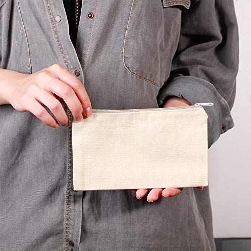 Gejoy 10 Pack Blank Canvas Cosmetic Bags Zipper Pouch DIY,S,Beige - color: Beige, size: Small