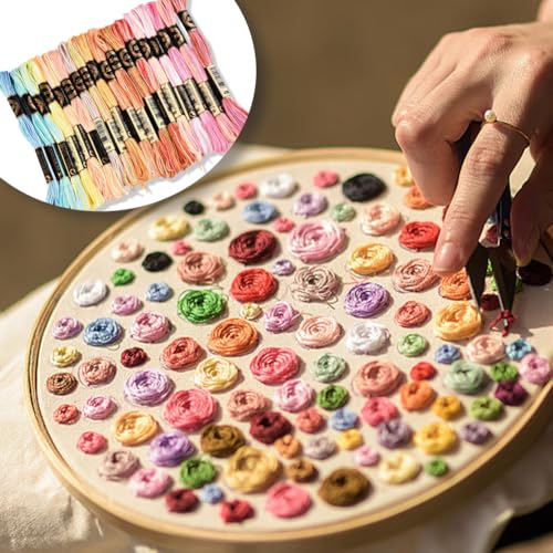 18 Skeins Colorful Needlepoint Embroidery Thread Floss for Sewing - color: Muticolor