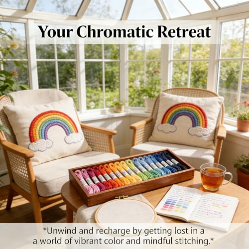 Embroidery Thread & Floss, 20-Color Set 8 Meters/Skein (160M Total), 6-Strand for Friendship Bracelets, Cross Stitch & DIY Supplies-Rainbow Color - color: Rainbow, size: 20 Color