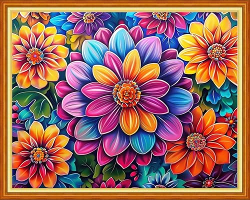 Artvxeay Stamped Cross Stitch Kits - Embroidery Kits for Beginners Cross Stitch Kits for Adults 11 CT Printed Patterns Needlepoint Kits - Colourful Flowers 16x20 inch - color: Colourful Flowers 16x20 inch