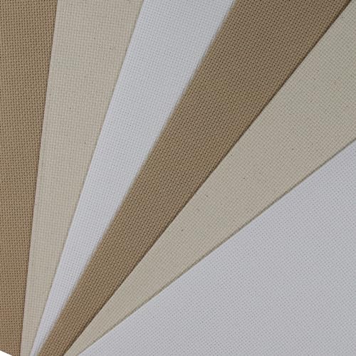 KCS 4/6 pc of 12" x 18" (30cmx45cm) 18CT Counted Cotton Aida Cloth Cross Stitch Fabric (6 pc, White+Oatmeal+Khaki) - color: White+oatmeal+khaki, size: 6 pc