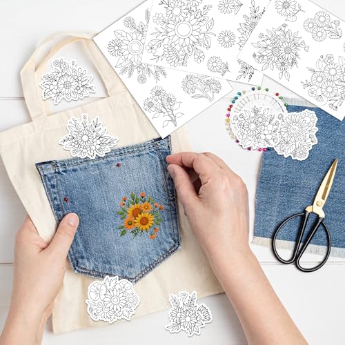 Sunflower Letter Embroidery Patterns, Water Soluble Stick and Stitch Paper - style: Flower130