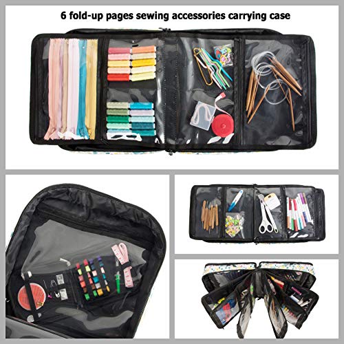 PACMAXI Sewing Accessories Storage Carrying Bag, Knitting, Craft Tools - color: Flower with Beige Background