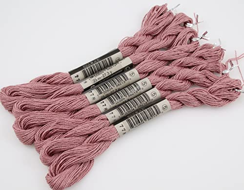 KCS 25 M/Skein Mercerized Pearl Cotton Crochet Needlepoint Thread,Size 5,6 skeins,Antique Mauve vy it - color: Antique mauve vy it