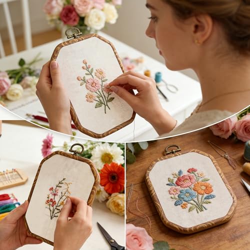 Resin Decorative Embroidery Hoop - 3 Pieces 6*4.5 inch Cross Stitch Hoops Set, Resin Embroidery Frame for Display Sewing Craft Hanging Ornament - style: Square-6*4.5inch-3pcs