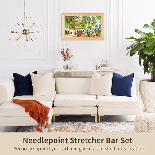 Needlepoint Stretcher Bar Set, 6 Sizes, Rectangle Canvas Stretcher Bars, Needlework Art Supplies, Wood Canvas Needlepoint Frames, Easy Assembly, Ideal for Embroidery, Needlework Projects