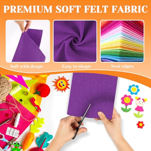 IONTACH 9" X 12" Felt Fabric Sheets 1.6mm Thick (12 Packs, Purple) - color: Purple
