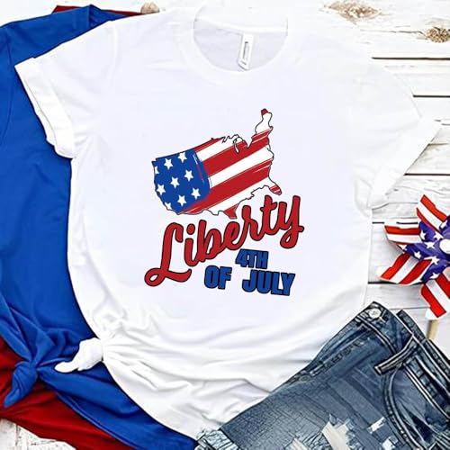 4Pcs 4th of July Iron on Transfers Patches Red Blue White Heat Transfers Vinyl Independence Day Ready to Press Appliques Liberty 4th of July USA Flag Dwarf Iron on Decals for T Shirt Clothes DIY Decor - color: July of 4th B