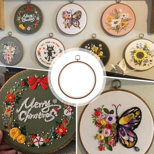 MUXHEL 10PCS 8 Inch Embroidery Hoops, Imitated Wood Plastic Cross Stitch Hoop, Round Embroidery Frame for Hanging Arts Decoration