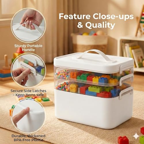 Medium 3-Tier Art Supply Storage Organizer with Removable Trays - color: Three-Layer