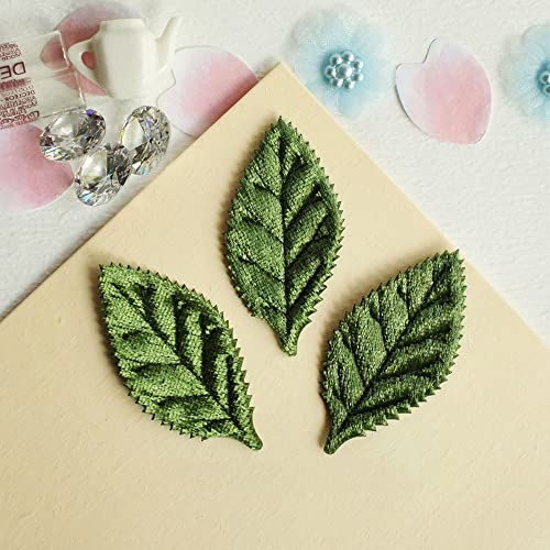 YYCRAFT Pack of Padded 2-Faced Satin Velvet Leaf Appliques/Craft (180 PCS Dark Green) - color: 180 PCS Dark Green
