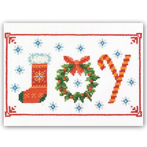 Christmas Counted Cross Stitch Kit for Adult with Inspirational Word Joy