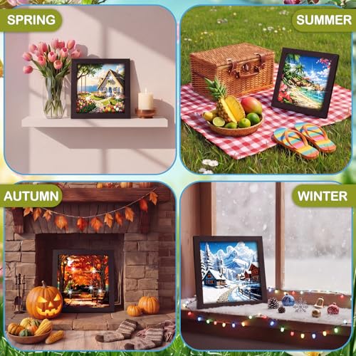 Trandraft 13 Pcs Seasonal Scenery Small Diamond Art Kits for Adults Craft - style: Seasonal Scenery