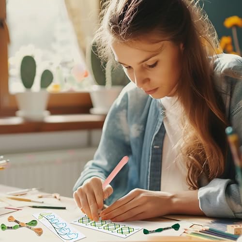 SWATOM DIY Bookmarks Embroidery Kits for Adults Make Your Own Personalized Embroidered Cardstock Bookmark Making Kit for Beginners Classroom Projects