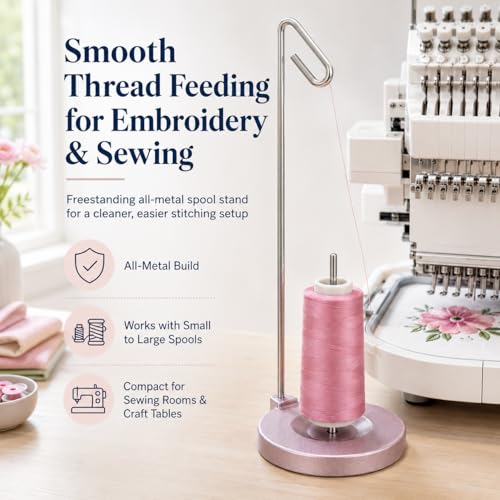 Simthread Metal Thread Spool Holder Stand for Sewing Embroidery Pink - color: Pink