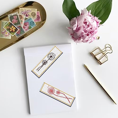 FREEBLOSS 6 Set Cross Stitch Bookmark Kit Dandelion Pattern 8''x2.4'' 11CT - style: Dandelion