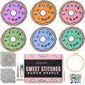 Dabline Punch Needle Kit for Beginners – 6 Pattern Punch Needle Coaster Set with Hoop, Needle, Threader, Yarn & Backing Fabric for Adults and Kids DIY Craft