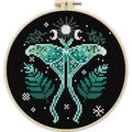 TCDZMYGS Stamped Cross Stitch Kits for Beginners-Moon Moth,with Hoop - color: Moth-2603