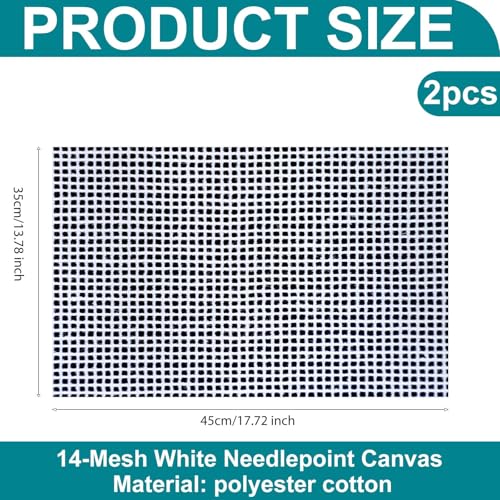 Knitgrip 2 Pack Needlepoint Canvas 14 Mesh 18 x 14 Inch Blank Embroidery - size: 18 x 14 Inch