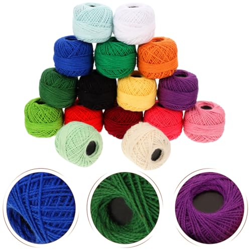 48pcs Crochet Thread Cotton Yarn Balls Rainbow Color Embroidery Floss Cross Stitch Colorful Cotton Floss Embroidery Thread DIY Sewing Material for Hand Stitching Craft Projects
