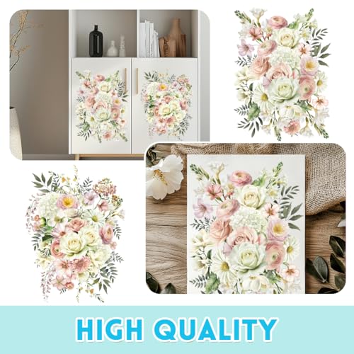 6 Sheets Vintage Life in Full Bloom Flower Rub on Transfer 6x12 - style: Minimalist Style Flowers