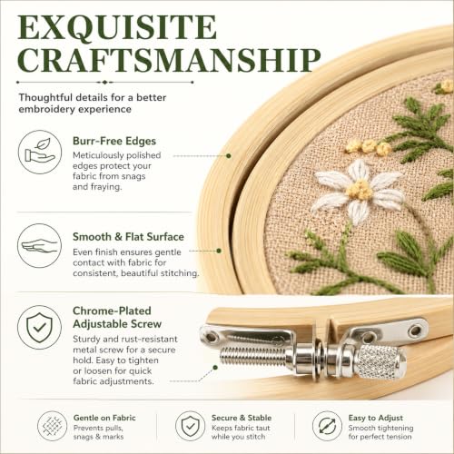 EATHEATY 20 Sets 6 Inch Bamboo Embroidery Hoops for Cross Stitch