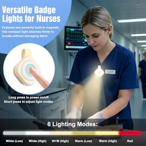 Rechargeable Nurse Lights Clip On for Night Shift, Badge Light - color: F-Beige