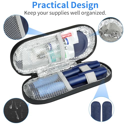 Insulin Pen Cooler Travel Case with 2 Reusable TSA Approved Ice Packs, Diabetic Medication Insulated Cooler Bag for Insulin Pens and Other Diabetic Supplies Storage Black - color: Black