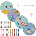 INFUNLY 4 Sets Astronaut Embroidery Kits for Beginners Space Cross Stitch Sets with Instructions Rockets Embroidery Starter Kits for Adults DIY Embroidery Needlepoint Kits Handmade Sewing Craft Sets - style: Space