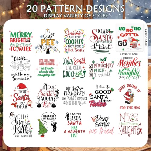 20Pcs Funny Christmas Iron on Transfer Dtf Transfers Ready to Press - color: Funny Christmas252