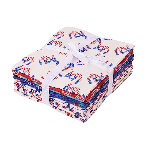 Craftido -25 Options- 100% Cotton Quilting Fabric Bundles 10pcs Fat Quarters 18”x21”-Medium Weight 5.2 oz- Soft Cotton for Quilting, Sewing Project, Patchwork, DIY Crafts – American Style - color: American Style