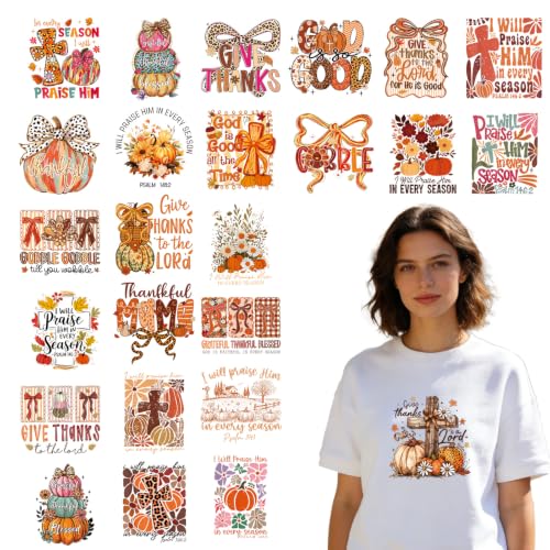 25 Pcs Fall Dtf Transfers Ready to Press Iron on Transfers - color: Autumn Bible Verse