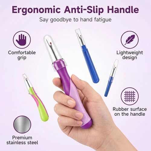 4 PCS Seam Ripper Tool Set, Seam Rippers for Sewing with Protective Caps Stitch Remover Tool Stretchable Quick Thread Cutter Hems for Knitting Embroidery Hand Quilling Cross Stitching Crafts Supplies