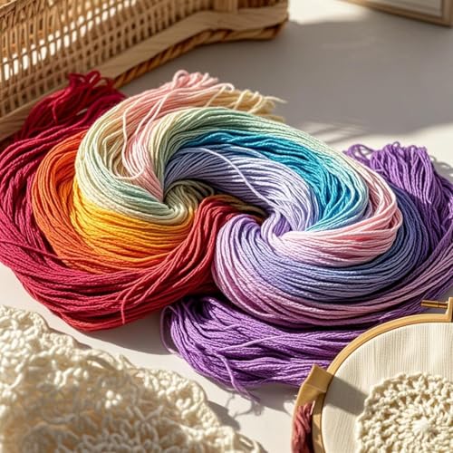 16 Rolls of Colorful Cotton Thread Ball Crochet Embroidery Rainbow Color Cross Stitch Thread Sewing for Cross Stitch Crafts(style2) - color: style2