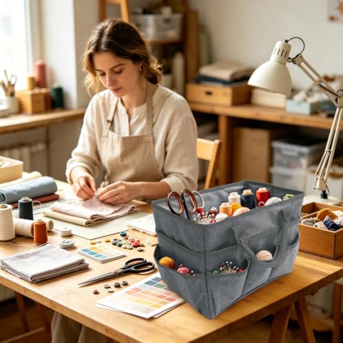 Art Supply Storage Bag,Craft Organizer Tote Bag for Craft Supplies - color: Gray