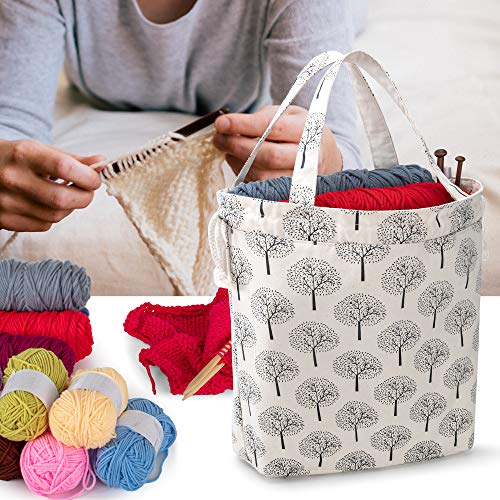 Teamoy Knitting Bag Tote, Yarn Storage Crochet Bag Organizer, Tree - color: Tree