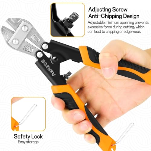 BOENFU Small Bolt Cutter 8" Heavy Duty Wire Cutter Spring Loaded