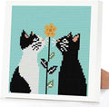 Tiwabb Cat Flower Stamped Cross Stitch Kits for Adults Beginners with Frame - color: Cat Cross Stitch with Frame